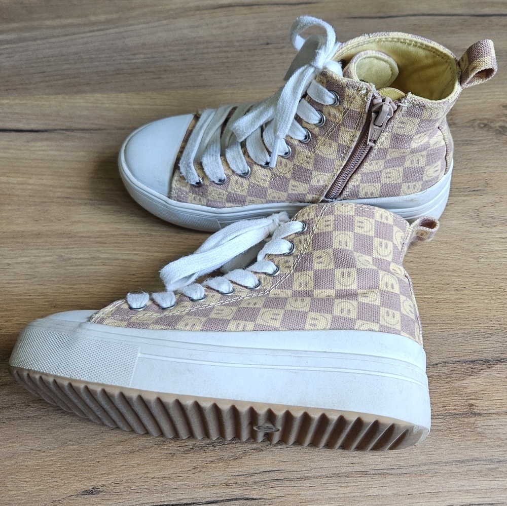 Kids High-Top Sneakers - Beige and White